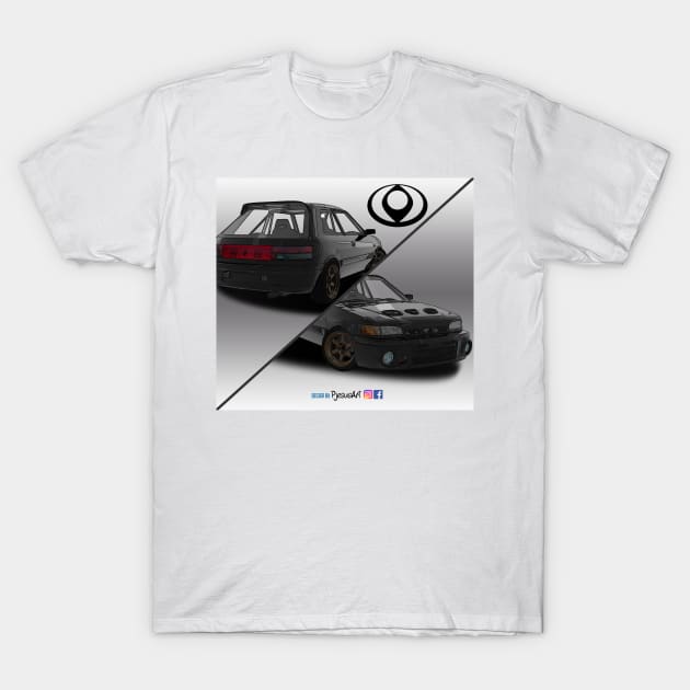 Mazda 323 Black 2 T-Shirt by PjesusArt